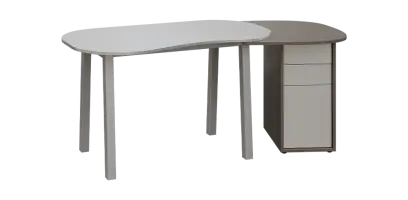 EFU 02 P stůl kancelářský, pravý, masivní dřevěná podnož, deska 18 mm, široký 1820 mm, metalická